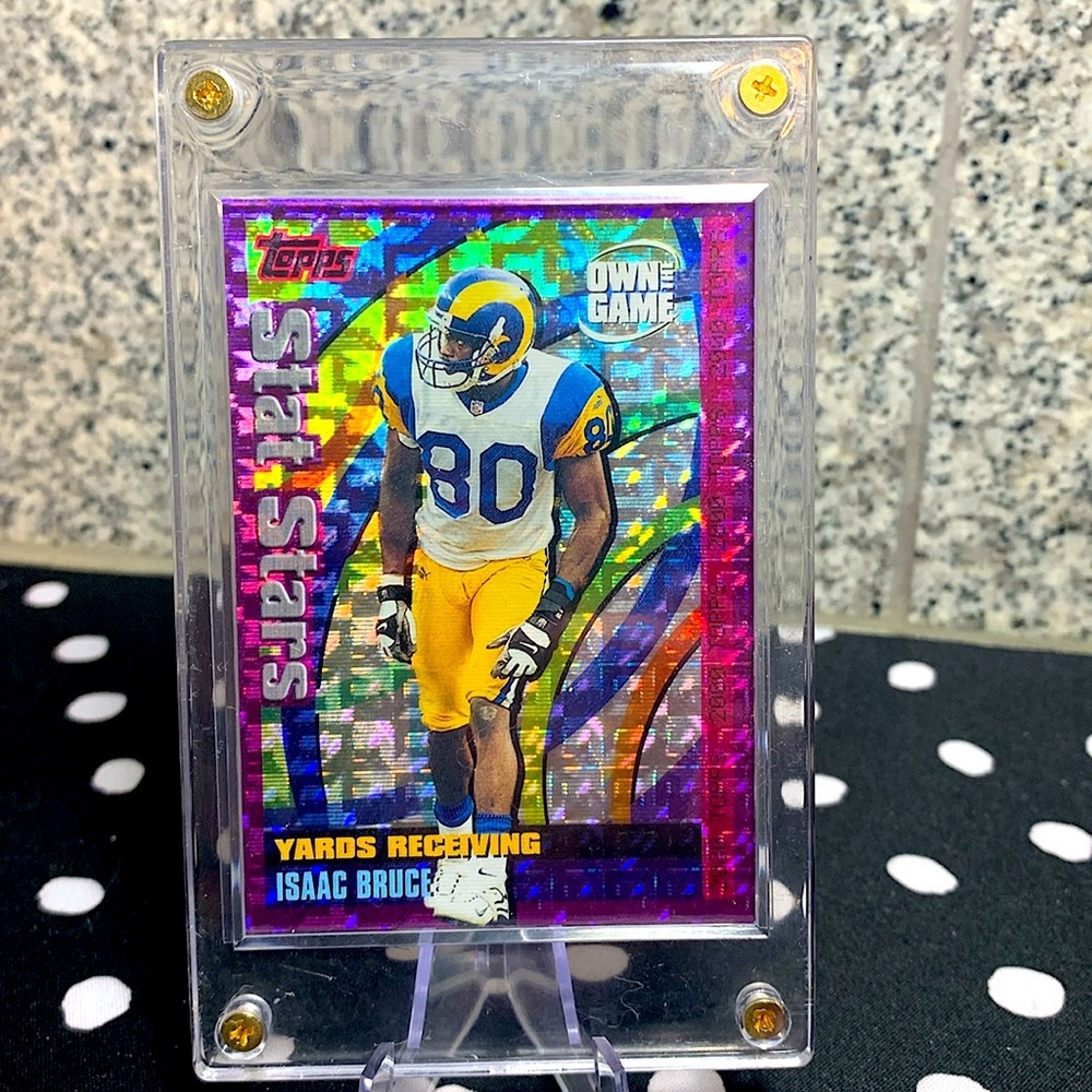 Isaac Bruce Stat Stars & Torry Holt Rookie Card STL LA Rams HOF In Case Nice!! - Picture 2 of 9